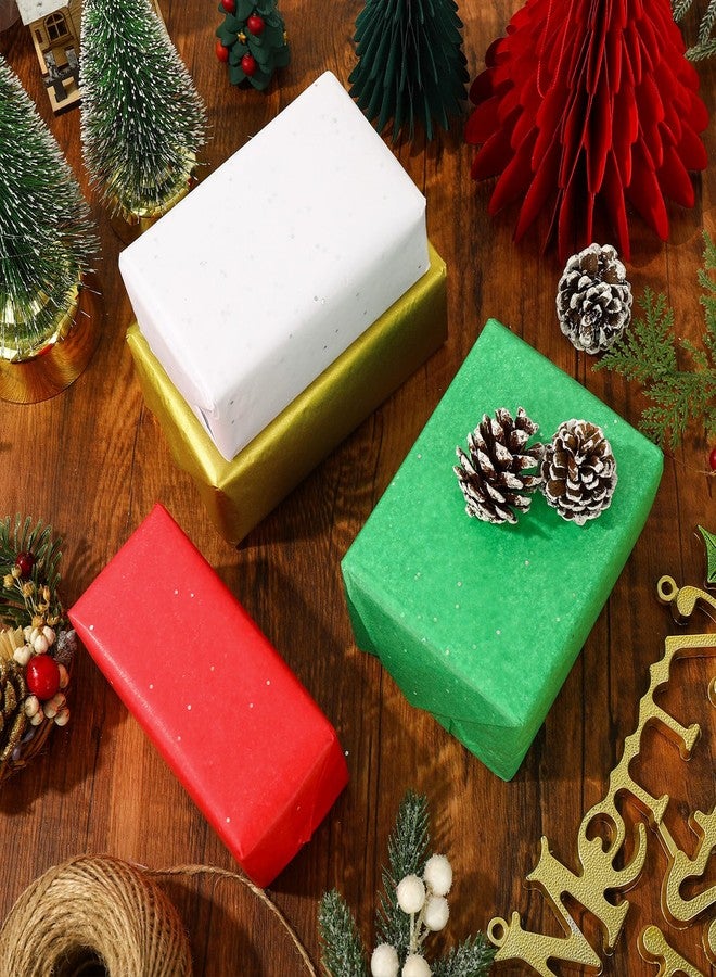 Whaline 100Sheets Christmas Tissue Paper Glittery Colorful Sparkle Gift Wrapping Paper Assorted Red Green White Gold DIY Art Craft Paper for Christmas Party Wine Bottles Xmas Gift Decor, 14 x 20 Inch - Image 5